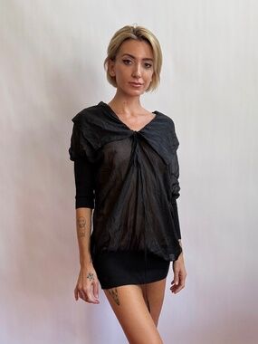 Vivienne Westwood Silk Dress Anglomania W/ ribbed cuffs and bottom and collar